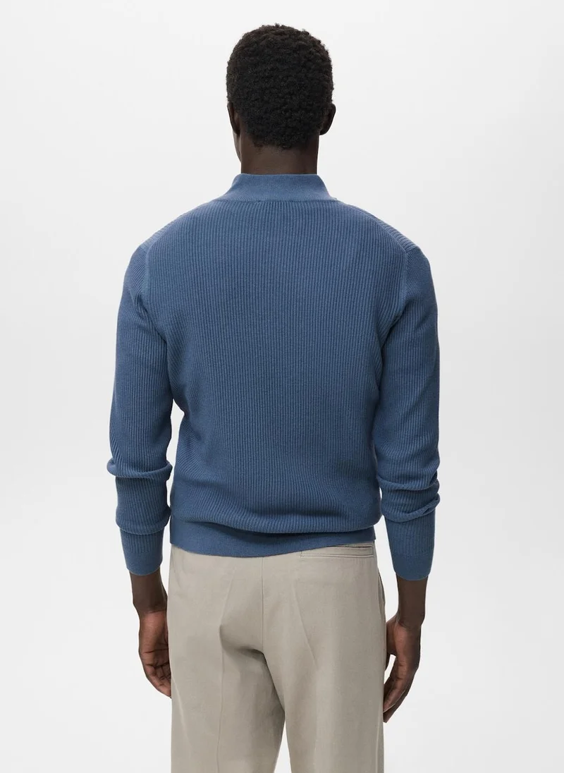 مانجو مان Ribbed sweater with zip neck