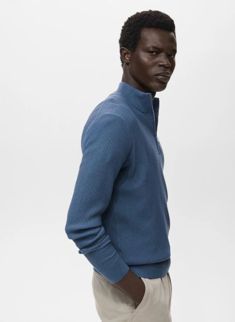 مانجو مان Ribbed sweater with zip neck