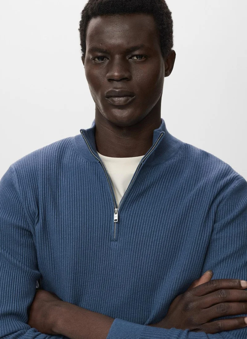 مانجو مان Ribbed sweater with zip neck