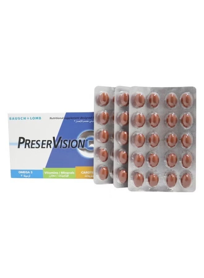 Bausch + Lomb Preservision 3, Nutritional Supplement Designed for Vision, Capsules 60s - Image 2