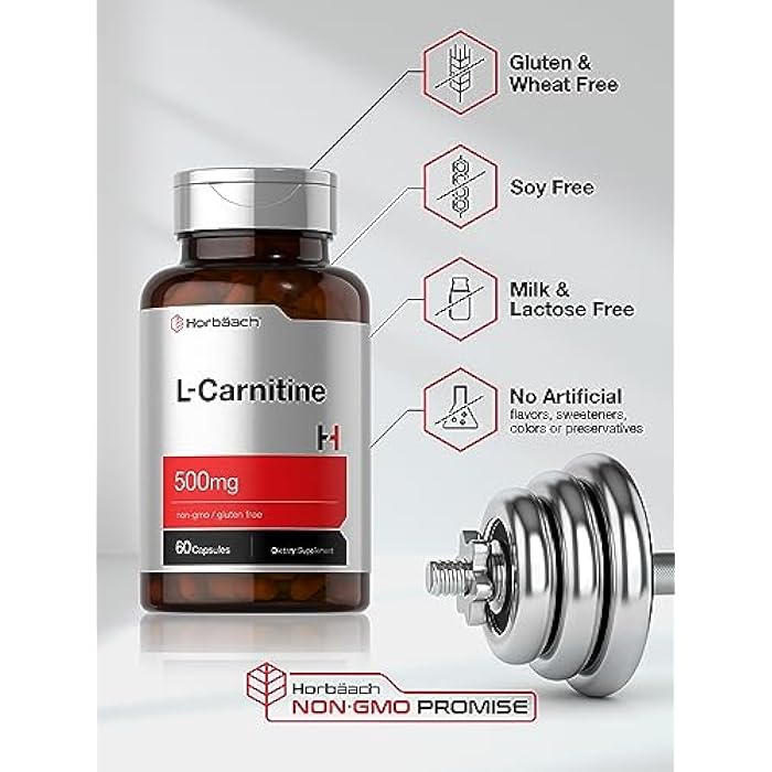 Horbäach L Carnitine Supplement 500mg | 60 Capsules | as L-Carnitine L-Tartrate | Non-GMO and Gluten Free - Image 4