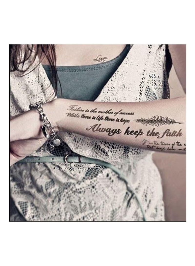 جلامكيت ملصق وشم مؤقت قابل للإزالة مكون من قطعتين وكلمات إنجليزية مقاوم للماء - Image 2