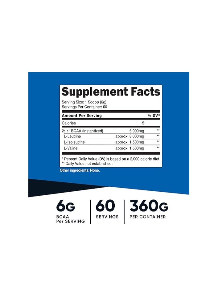 Nutricost Bcaa Powder 2:1:1 Unflavored 60 Servings Vegetarian Non-Gmo Gluten Free Branched Chain Amino Acids - Image 2