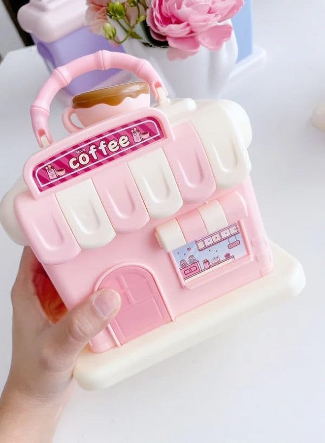 SQUICKLE Cute Cartoon Creative Portable Piggy Bank | Money Saving Box with Combination Lock | Mini Coin Bank Gifts for Boys and Girls, Best Return Gifts for Kids (Pack of 1) (Coffee Shop - Pink) - Image 2