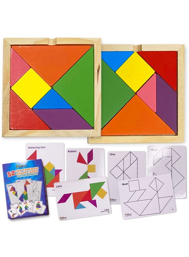 3 Bees & Me 2 Wooden Tangram Shapes Puzzle Toys With 52 Pattern Cards ...