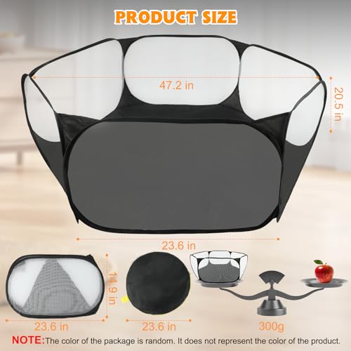 Rypet Guinea Pig Playpen - Breathable & Transparent Pet Playpen Pop Open Outdoor/Indoor Exercise Fence, Portable Yard Fence for Guinea Pig, Rabbits, Hamster, Chinchillas and Hedgehogs（Black） - Image 3