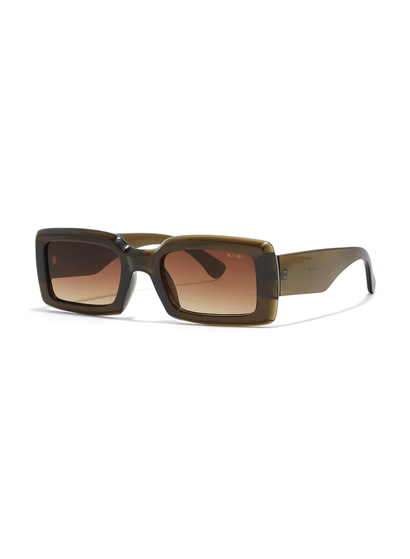 Blackout Zen,Women Sunglasses, Rectangle Sunglasses, UV Protection: UV400 (Green,Brown)