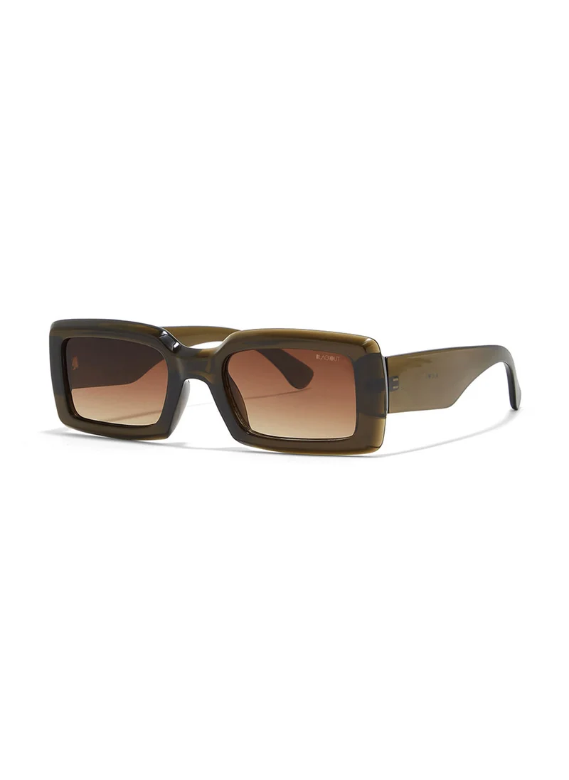 Blackout Zen,Women Sunglasses, Rectangle Sunglasses, UV Protection: UV400 (Green,Brown)