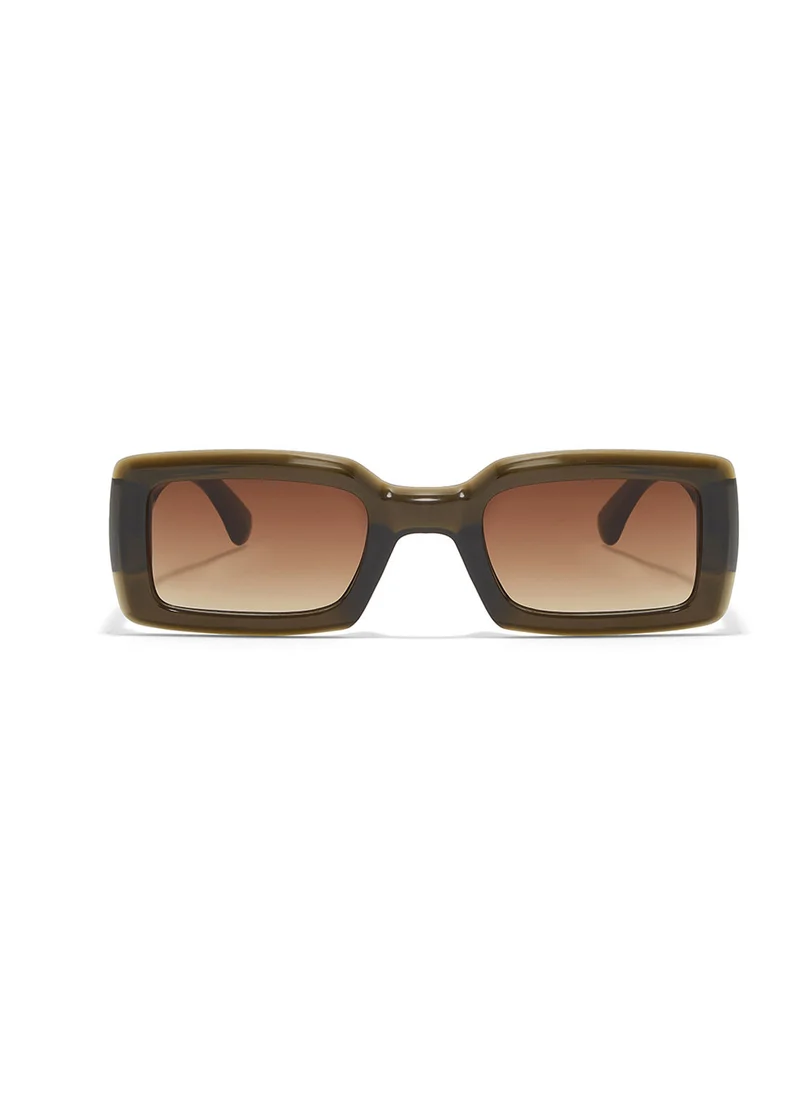 Blackout Zen,Women Sunglasses, Rectangle Sunglasses, UV Protection: UV400 (Green,Brown)