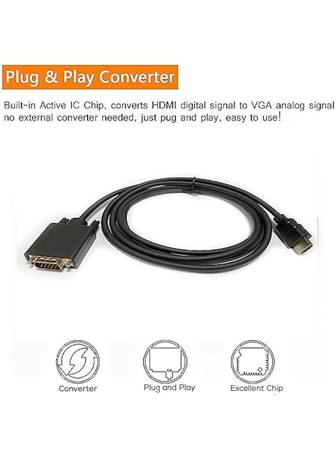 FYLX HDMI to VGA Cable 1080P  Male to VGA Male MM Video Converter Cord VGA Adapter atible w Desktop Laptop DVD to 15 Pin DSUB VGA HDTV Monitor Projector  6Ft - Image 5