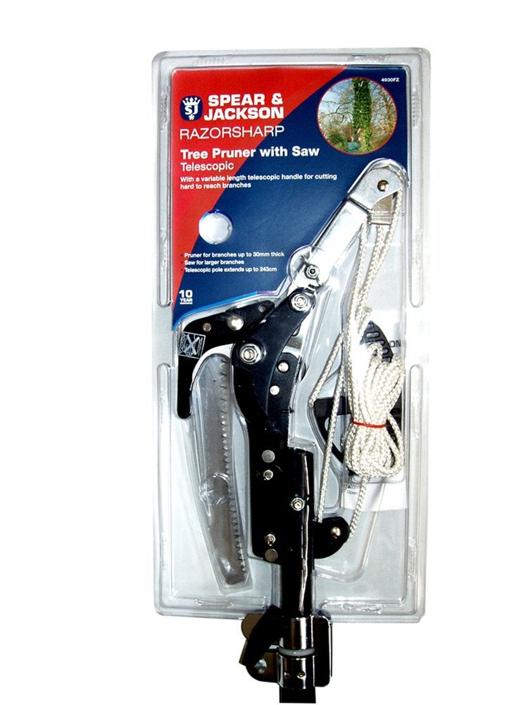 Spear & Jackson 4930FZ Razorsharp Telescopic Tree Pruner, Extendable Pole Handle for Removing High Branches, Sharp Saw Blade for Cutting Thick Limbs and Powerful Pull Cord Lopper for Light Trimming - Image 2