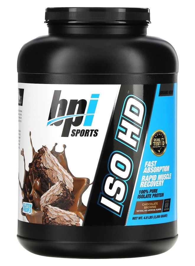 BPI SPORTS ISO HD بروتين عزل نقي 100% بنكهة براوني الشوكولاتة 4.9 رطل (2208 جرام)