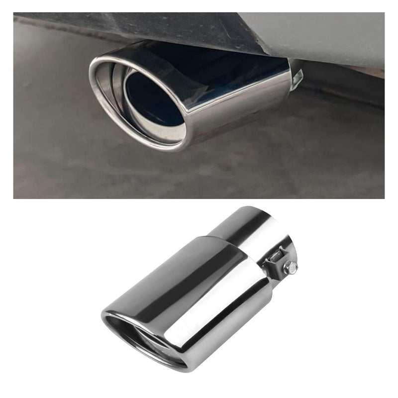 smilfuy Stainless Steel Car Exhaust Tip, 2.5" Inlet 3.3" Outlet Adjustable Chrome-Plated Finish Exhaust Tailpipe, Car Exhaust Pipe Modification Tail Throat Tail Pipe, Fit for Most Cars (Straight, Silver) - Image 1