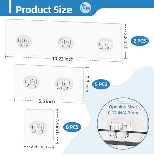 EILKBLA 15 Pack Shower Caddy Adhesive Replacement - Strong No Drilling Shower Shelf Adhesive Hooks for Bathroom Storage Shelves & Kitchen Racks, 3 Sizes Included - Image 2
