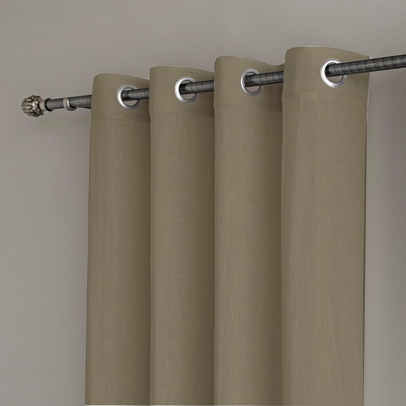 LINENWALAS Beige Cotton Linen Sheer Curtains 9 Feet Door Curtain Set of 2 Solid Curtains for Kitchen Bedroom Curtains with Eyelet Rings Light Filtering 45X 9 ft - Image 3