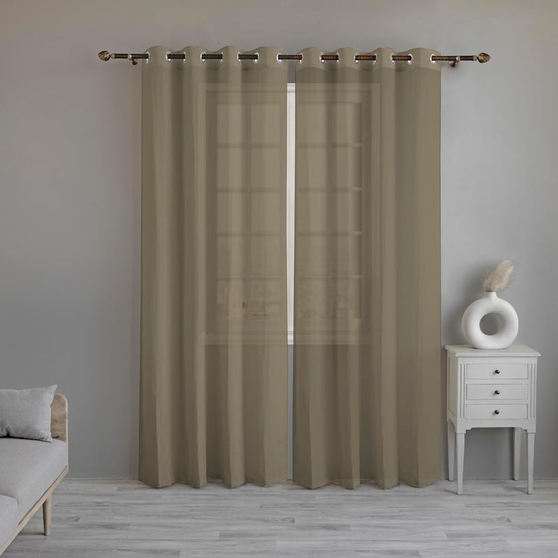 LINENWALAS Beige Cotton Linen Sheer Curtains 9 Feet Door Curtain Set of 2 Solid Curtains for Kitchen Bedroom Curtains with Eyelet Rings Light Filtering 45X 9 ft - Image 2