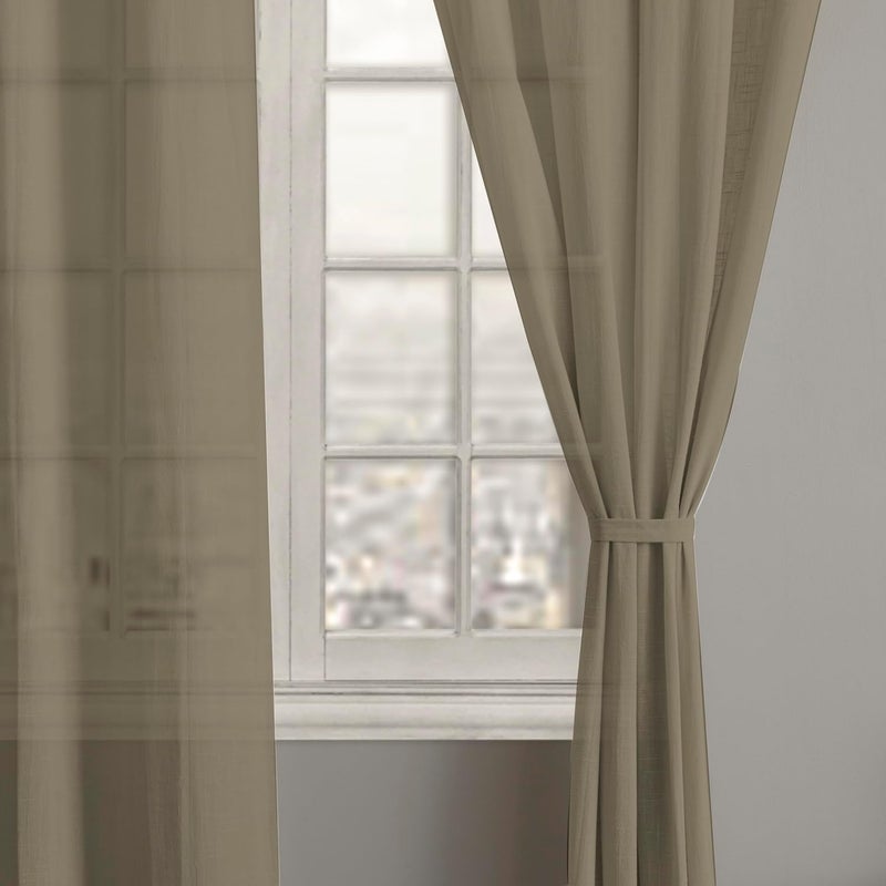 LINENWALAS Beige Cotton Linen Sheer Curtains 9 Feet Door Curtain Set of 2 Solid Curtains for Kitchen Bedroom Curtains with Eyelet Rings Light Filtering 45X 9 ft - Image 4