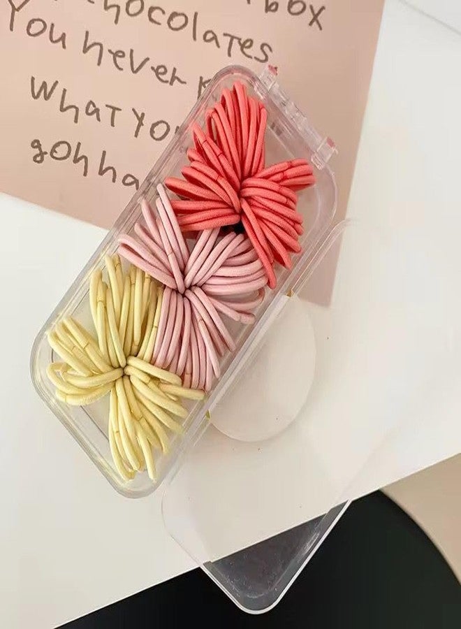 Radhya Accessories Colorful Kids hairties for Baby girls toddlers Sleek Rubberbands for Girls, Fancy hair styles 90 pcs per box Combo Box Of Hairties Gift box for girls (Orange) - Image 2
