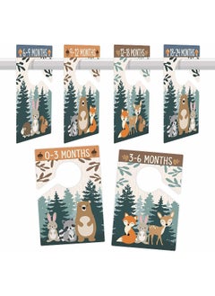 Hadley Designs 6 Hanger Dividers Baby Closet Size Dividers - Woodland Baby Closet Dividers, Baby Closet Organizer For Nursery Organization, Baby Essentials For Newborn Essentials, Nursery Closet Dividers Girl or Boy  - Image 1