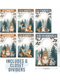 Hadley Designs 6 Hanger Dividers Baby Closet Size Dividers - Woodland Baby Closet Dividers, Baby Closet Organizer For Nursery Organization, Baby Essentials For Newborn Essentials, Nursery Closet Dividers Girl or Boy  - Image 3