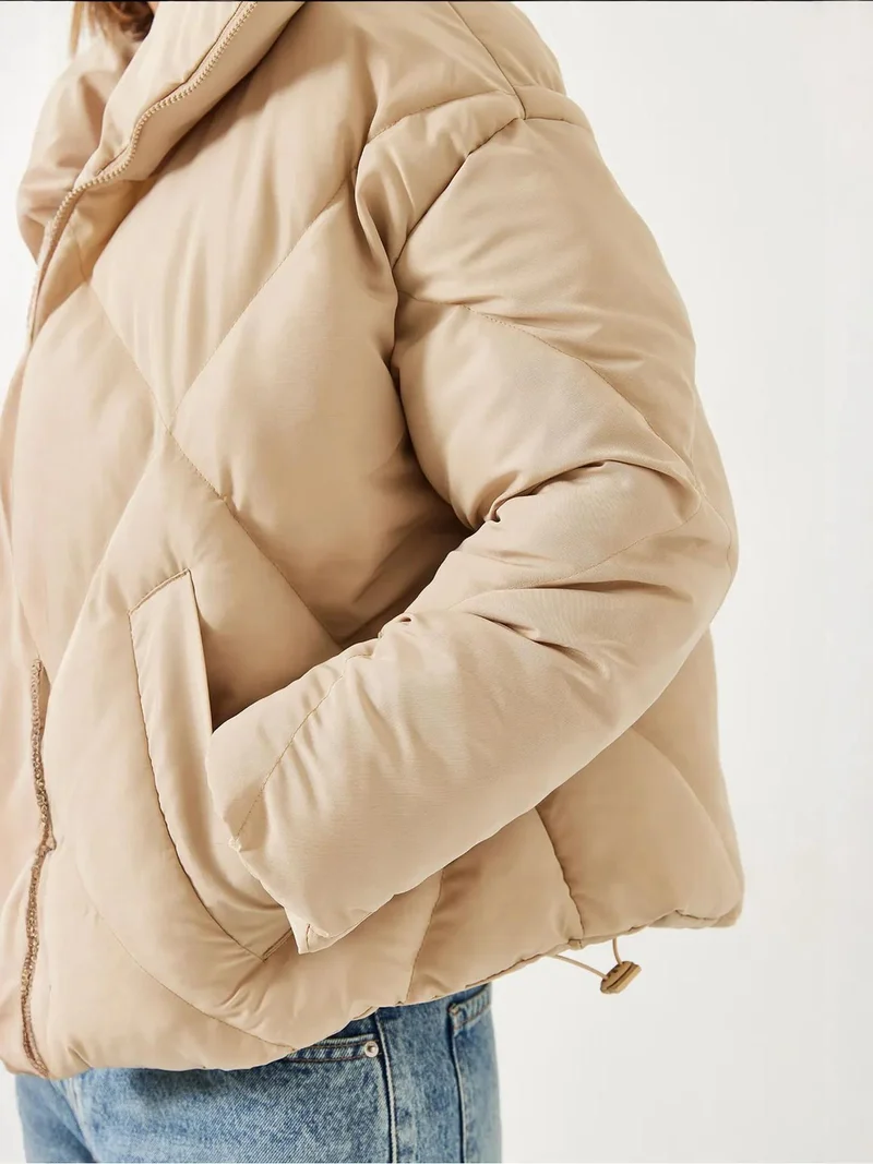 Bianco Lucci Beige Natural LUCCI Oversized Puffer Coat for Women | Best Price UAE