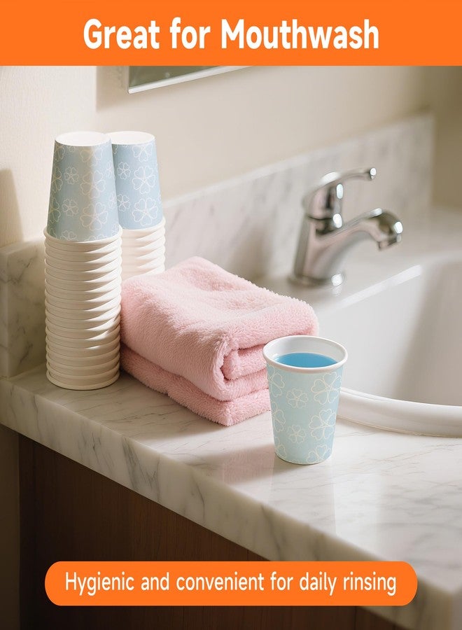 METAPRINT 100 Pack 3 oz Bathroom Cups, Disposable Paper Cups with Rolled Rim, Small Paper Mouthwash Cup for Guest Bathrooms, Vanity & Office Use, Mist blue - Image 4