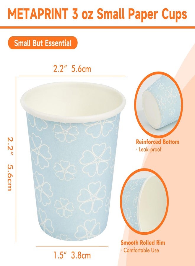 METAPRINT 100 Pack 3 oz Bathroom Cups, Disposable Paper Cups with Rolled Rim, Small Paper Mouthwash Cup for Guest Bathrooms, Vanity & Office Use, Mist blue - Image 2
