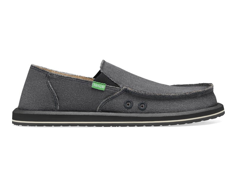 Sanuk Mens Vagabond Sidewalk Surfer | High Rebound Comfort Footbed | Slip On Shoes for Men | Men's Slip-on Loafers, Charcoal, 9 - Image 1