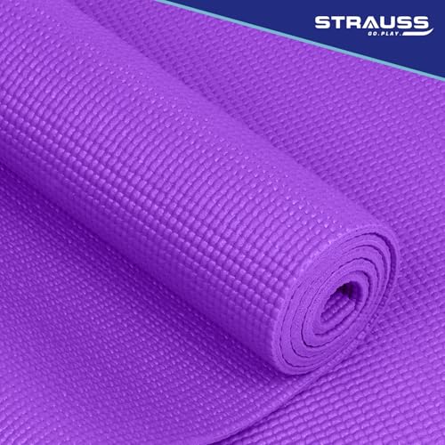 Strauss Multi-Purpose Yoga Mat with Carry Bag|Eco-friendly Anti-Slip Exercise & Fitness Yoga Mat for Men & Women|Home Gym Mat for Workout,Yoga,Pilates & Floor Exercises|Sizes: 4mm/6mm/8mm,(Purple) - Image 5