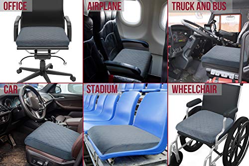 COMFORTANZA Large 19"x17"x3.25" Medium-Firm Memory Foam Seat Cushion with Cooling Effect, Washable Cover and Non-Slip Base for Office Chairs, Wheelchairs, Recliners, Cars - Back Pain Relief - Gray - Image 5