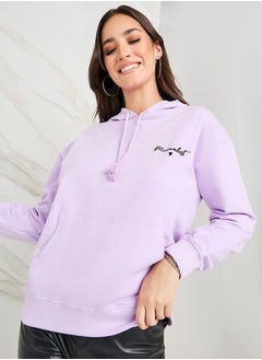 Regular Fit Embroidered Slogan Hoodie