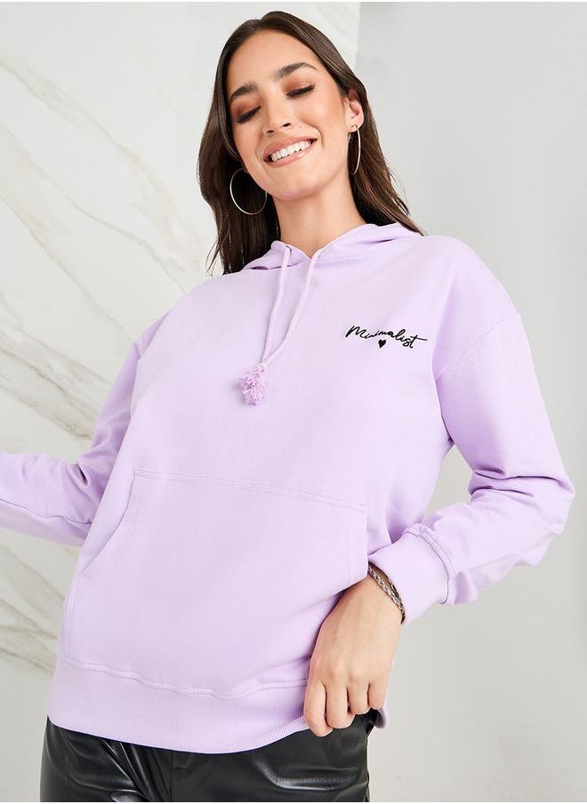 Styli - Regular Fit Embroidered Slogan Hoodie - Image 1