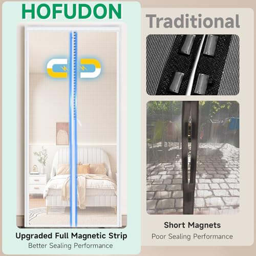 HOFUDON Upgraded Magnetic Screen Door Mesh, Full Strip Magnets, Heavy Duty Fiberglass Mesh, Door Screen Magnetic Closure for Single Door Size 32 x 80 Inch, Screen Door Size 35 x 82 Inch White - Image 4