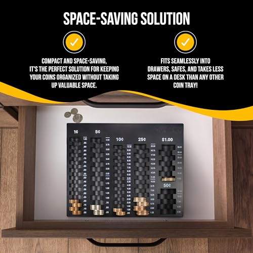 Kolibri Coin Sorting Tray – Bank Teller Change Counter Coin Counting and Sorting Tray with 6 Compartments for Assorted U.S. Coins – Black - Ideal for Bank, Business or Home Use - Image 3