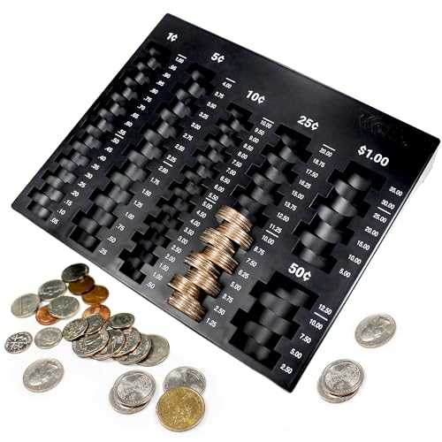 Kolibri Coin Sorting Tray – Bank Teller Change Counter Coin Counting and Sorting Tray with 6 Compartments for Assorted U.S. Coins – Black - Ideal for Bank, Business or Home Use - Image 1