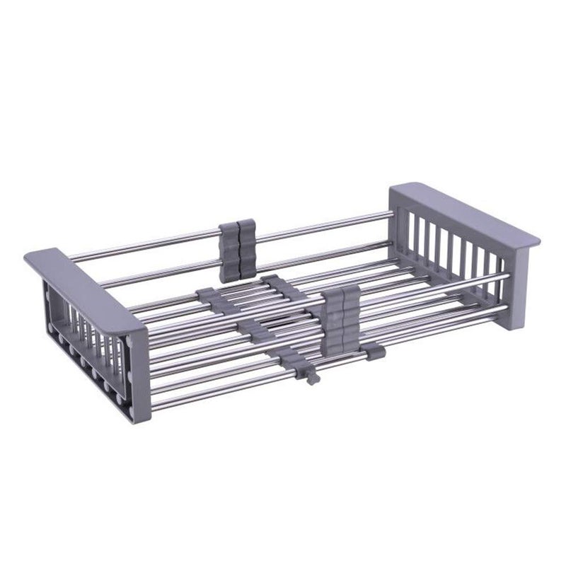 TUTEW Dish Drying Rack Over The Sink Dish Drying Rack Stainless Steel Dish Drainer with Adjustable Arms Holder Functional Kitchen Sink Organizer for Vegetable and Fruit