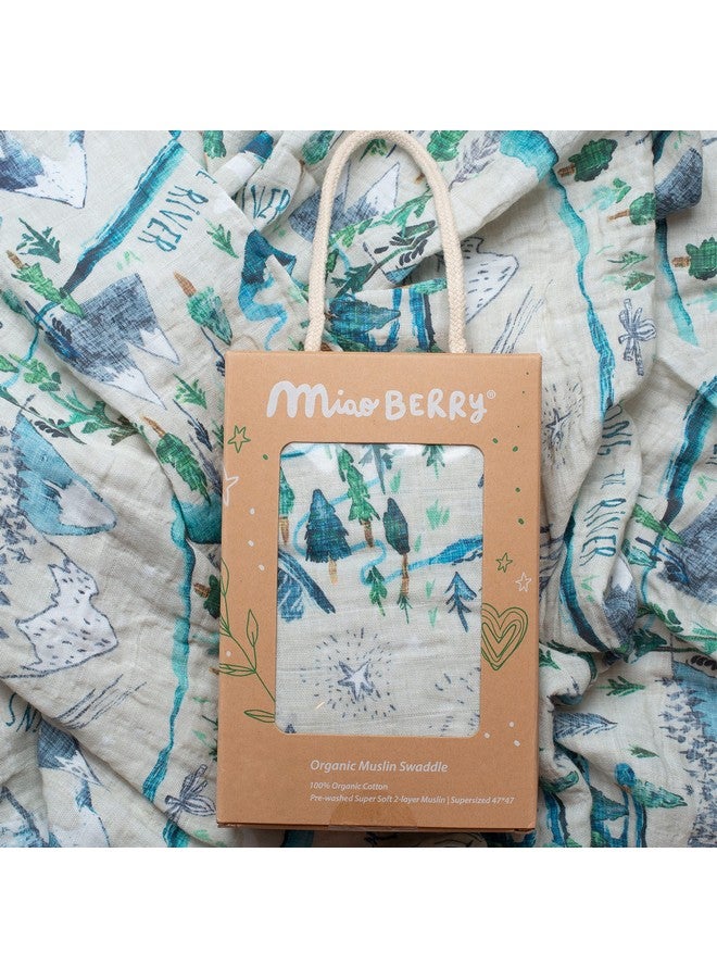 Miaoberry بطانيات مياوبيري الجبلية العضوية للأطفال الرضع مع قبعة ولافتة مرحبًا بالعالم الخشبية، موضوع مغامرة الغابة، ملابس تصوير حديثي الولادة للأولاد، لافتة إعلان الميلاد - Image 3