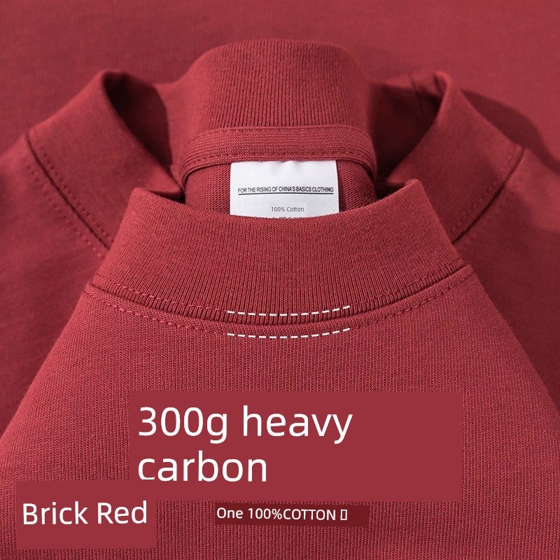 600G heavyweight American-style pure cotton short-sleeved t-shirt couple solid color top casual plus-size base shirt pure white t-shirt for men and women - Image 2