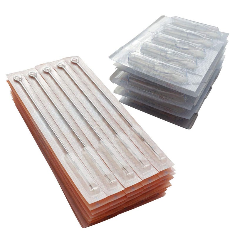 Needlehouse 50pcs Disposable & Sterilized Tattoo Needles 7 Round Liner (7RL) and 50pcs Professional Sterile Plastic Disposable Clear Tattoo Tips Round 7RC (1207RL) - Image 1