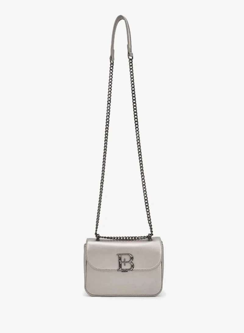 Flora Bella By Shoexpress GREY METALLIC PU CROSSBODY BAG WITH ADJUSTABLE SHOULDER STRAP for Women | Best Price UAE