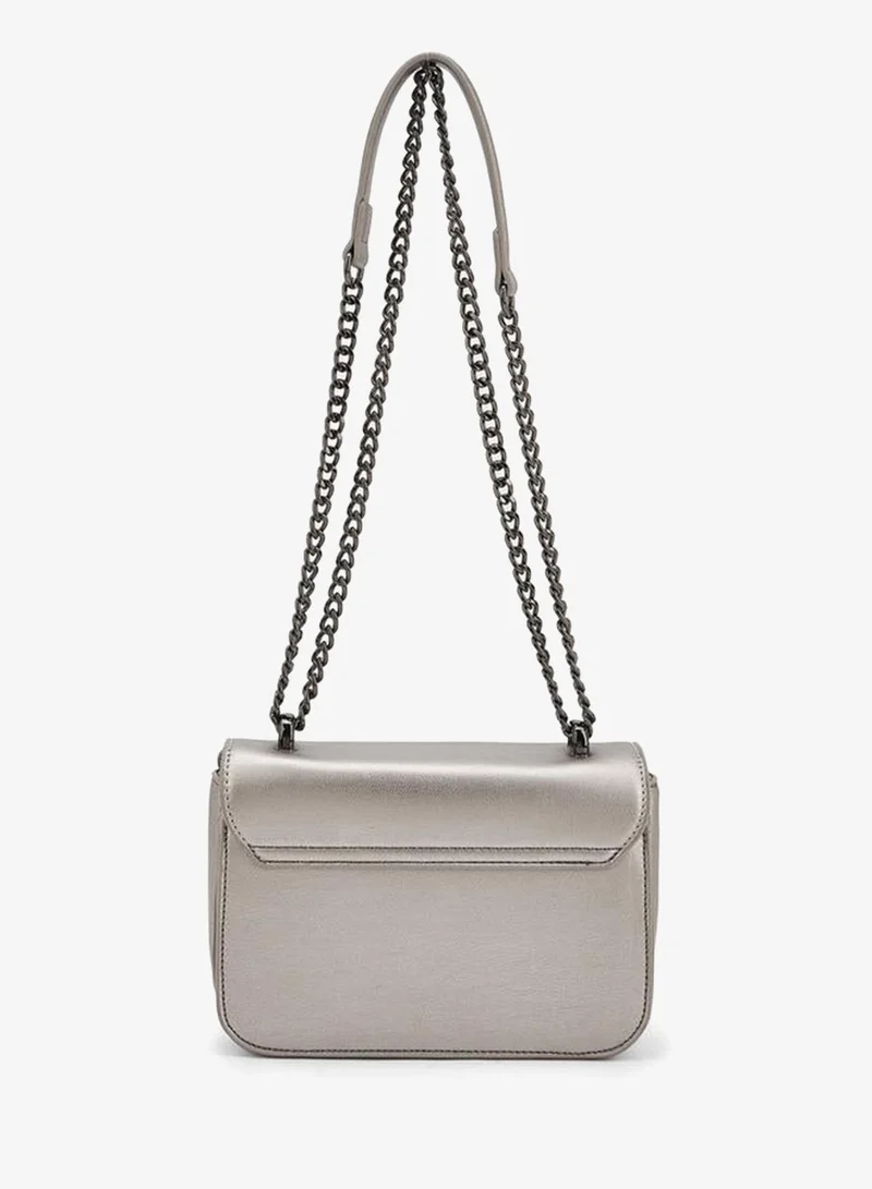 Flora Bella By Shoexpress GREY METALLIC PU CROSSBODY BAG WITH ADJUSTABLE SHOULDER STRAP for Women | Best Price UAE