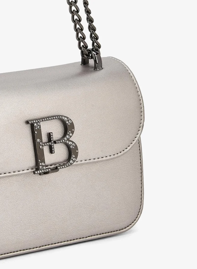 Flora Bella By Shoexpress GREY METALLIC PU CROSSBODY BAG WITH ADJUSTABLE SHOULDER STRAP for Women | Best Price UAE