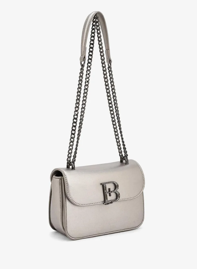 Flora Bella By Shoexpress GREY METALLIC PU CROSSBODY BAG WITH ADJUSTABLE SHOULDER STRAP for Women | Best Price UAE