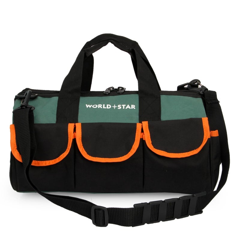 WORLD STAR Tool Bag with Multipurpose Tool Storage Durable Polyester Water Proof Bag Bag for Electricians Plumbers Technicians Household Tool Organiser For all Hand Power Tools - Image 1