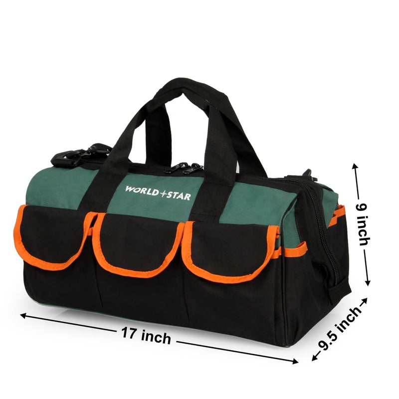 WORLD STAR Tool Bag with Multipurpose Tool Storage Durable Polyester Water Proof Bag Bag for Electricians Plumbers Technicians Household Tool Organiser For all Hand Power Tools - Image 2