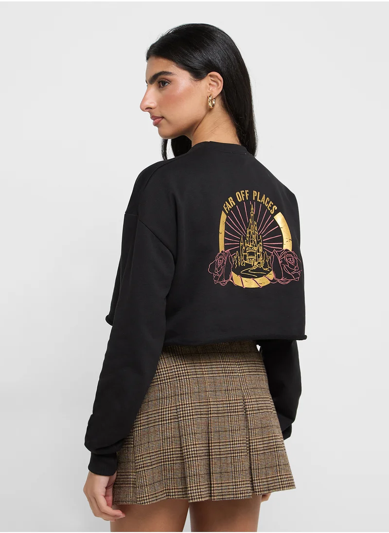 ديزني Princess Cropped Graphic Sweatshirt