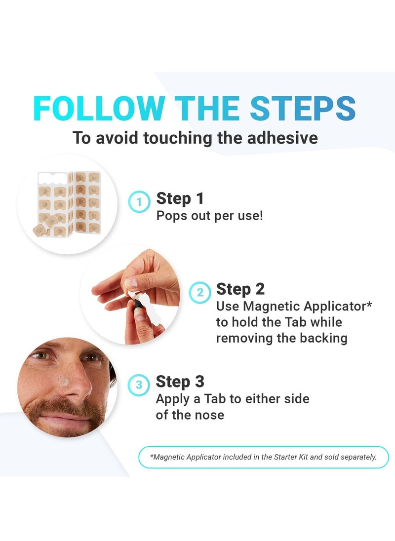 Breathing Refill Tabs Pack - Boost Oxygen Intake, Improve Sleep Quality Snoring Solution- Sweat Resistant, Skin Safe Nasal Strips - Extra Strength Snore Stopper - (30 Count (Pack of 1)