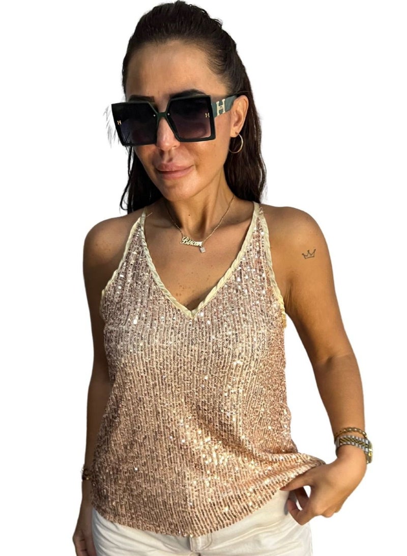 VENTIUP Sequin Blouse Rose - Image 1