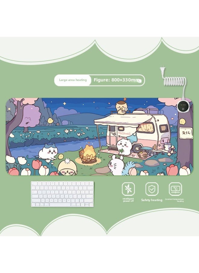 Usaki Heating Heating Mat Warm Table Mat Office Computer Desktop Heating Mouse Pad-Color:800x330mm-Pattern:Jr-usaqi 126  - Image 1