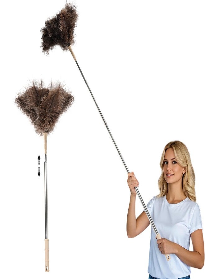 THARAHT Extendable Ostrich Feather Duster up to 27-94 inches Fluffy Feathers Long Handle Reusable for Cleaning Ceiling Fan Pendant lamp High Ceiling Blinds Furniture Feather Duster - Image 1